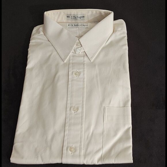 F A MacCLUER WHITE TAB COLLAR PINPOINT OXFORD DRES - Picture 1 of 4
